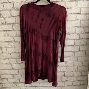 marble, garnet and black, long-sleeve dress